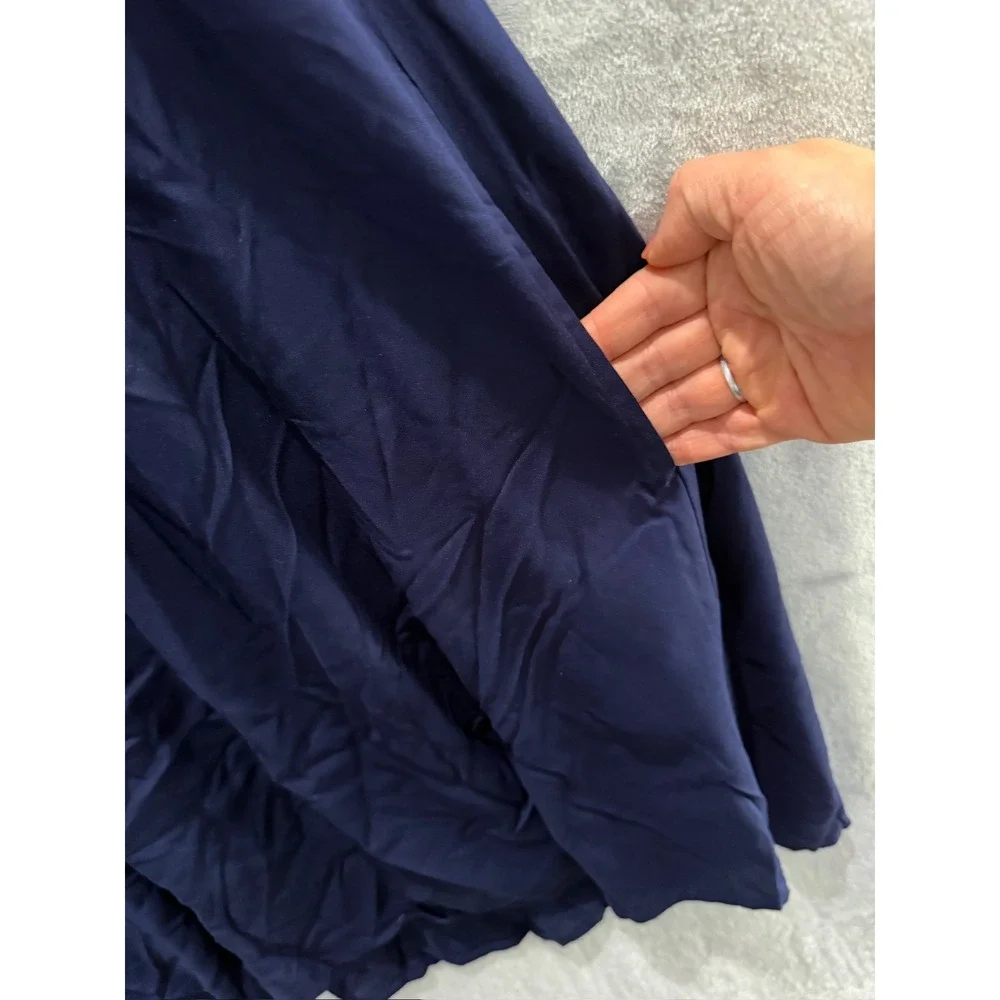 NWT Raviya Cover Up Dress Womens Navy Ruffle Neck Sleeveless Pockets Small $48